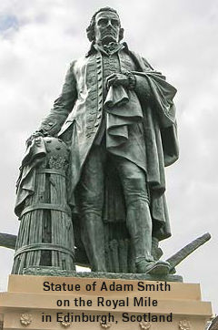 Statue of Adam Smith on the Royal Mile in Edinburgh Scotland