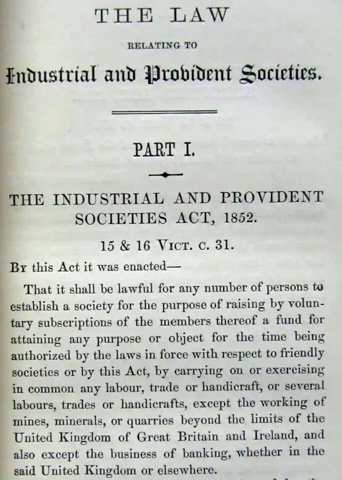 British Cooperatives Law 1852